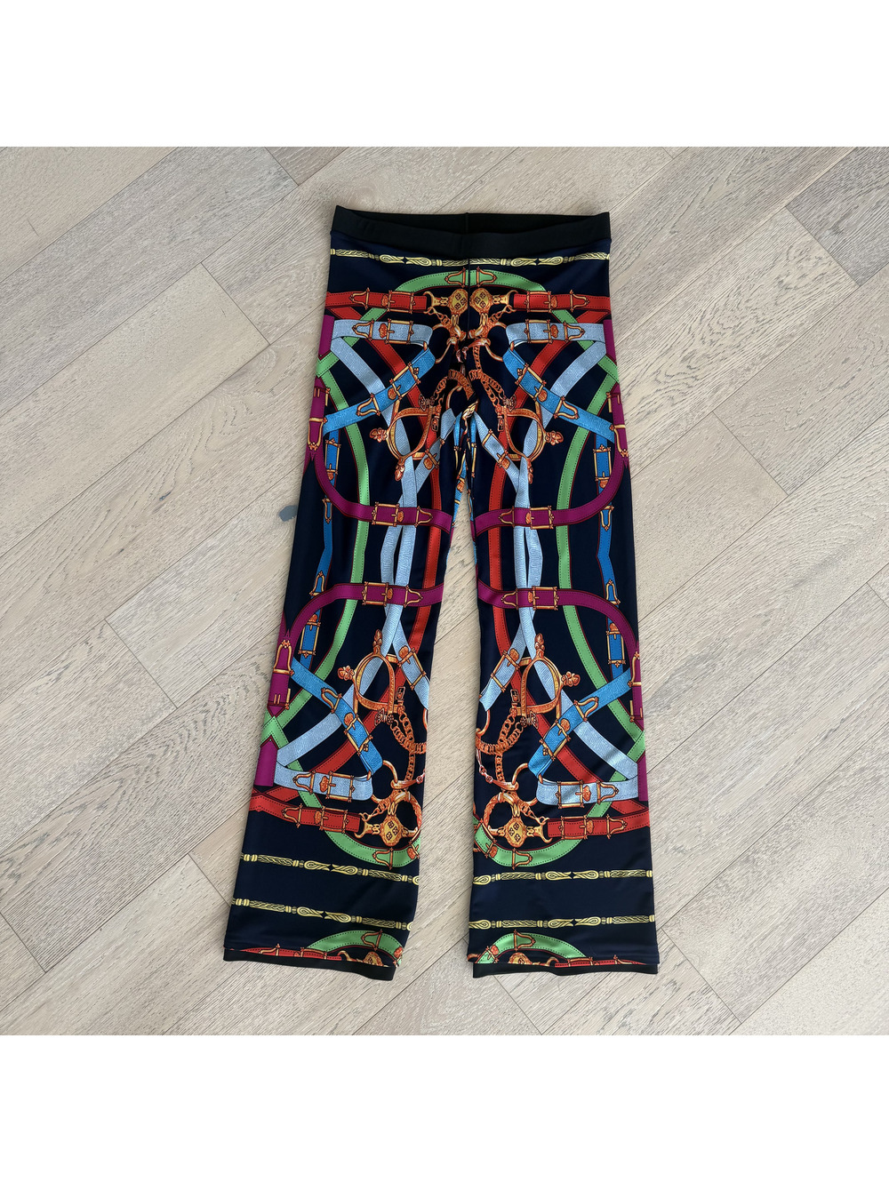 Eva Varro Colorful Chain Patterned Stretch Polyester Spandex 90s Pants Size S